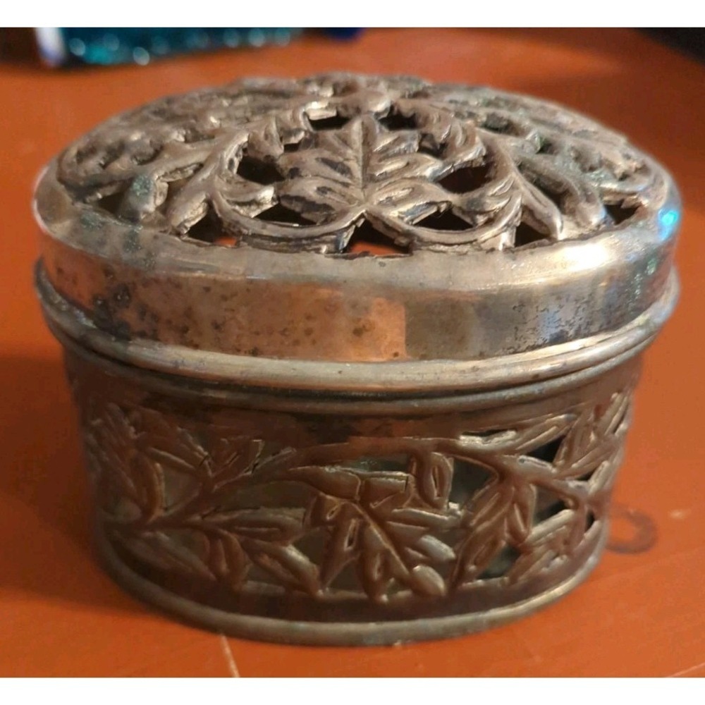Bombay Silver Plated Box Storage Jewleryโ Trinket With Glass Insert